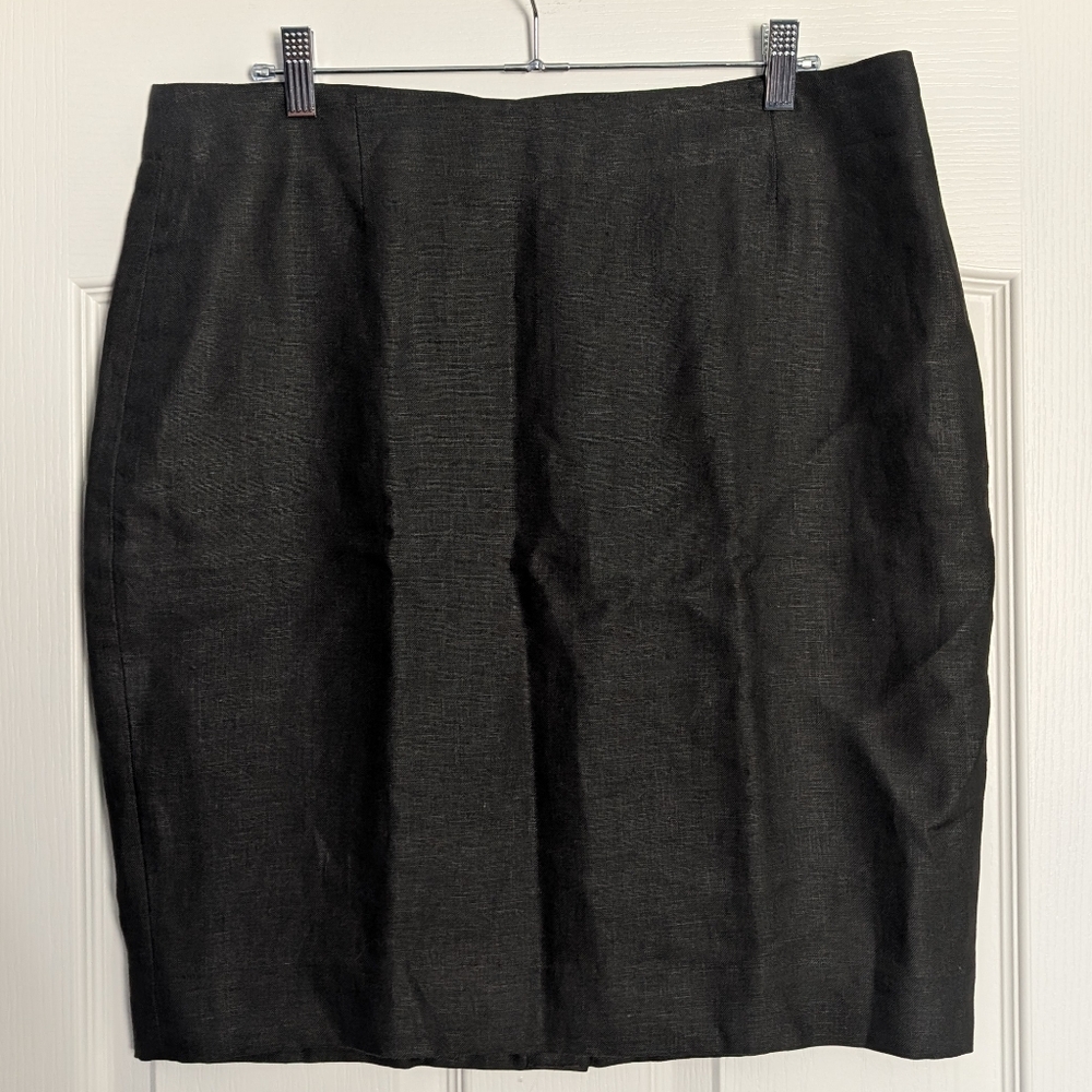NWT Peruvian Connection Linen Carbon Weston Pencil Skirt Size 12